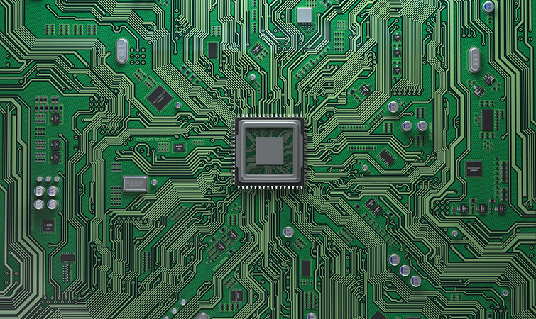 Close up image of a microchip 